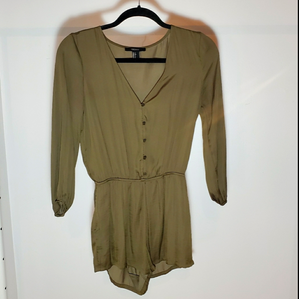 Green satin jumpsuit